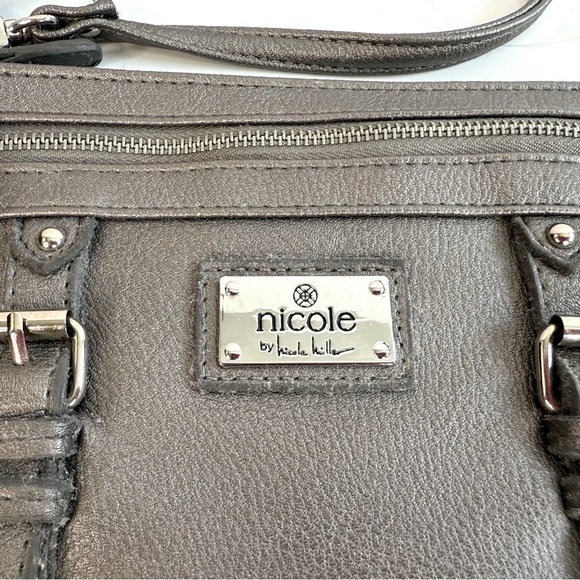 NICOLE MILLER NWT Gunmetal Grey Faux Leather Wristlet Wallet Combo NEW WITH TAGS - Picture 10 of 15